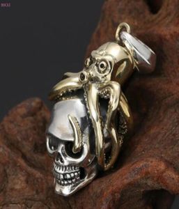 S925 Sterling Silver Jewelry Colar Pingente Thai Silver Personality Trends Fashion Octopus Skull Pinging for Men Ane Women9670957