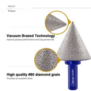 SHDIATOOL Dia20-50mm Hex Shank Diamond Chamfer Milling Bits Tile Porcelain Ceramic Marble Grinding Hand Drill Grinder Crowns