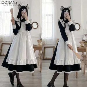 Anime kostiumy Klasyczna sukienka Lolita Maid Dress Vintage Inspirowane damski stroje Cosplay Anime Girl Black Long Rleeve Costum S-3xl 240411