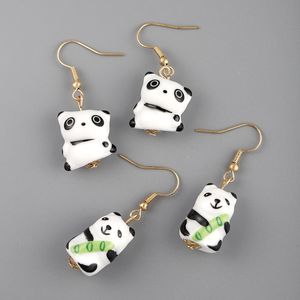 Neues Design Buntes Barock Perle Silbernadelohrringe einzigartige Persönlichkeit Chinesische Panda Ohrring Keramik Ohrringe und Ohrringe PH-0364999