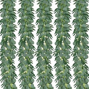 Dekoratif Çiçekler XD-SAĞLIK EUCALIPTUS İLE SOWLOW GARLAND SAHİP VINE BİTKİ SAYIT SAYIT Gümüş Dolar Yeşillik