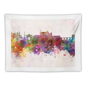Tapestries Cordoba Skyline In Watercolor Background Tapestry Wallpaper Aesthetic Decoration Wall Hangings