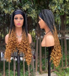 Syntetiska peruker 3x pannbandslåda flätad ombre blond långa flätor afrikansk dreadlock cosplay peruk flätande hår för kvinnor6033149