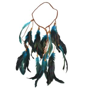Multicolor Indian Tribal Etnic Legno perline in pelle Feathe Helbanda Corta di capelli bohémien hippie per capelli festivi gioielli