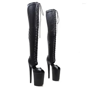 Buty taneczne Auman Ale 23 cm/9 cali Matte Black Pu Upper Sexy Exotic High Heel Platform Party Buty Boots Pole 072