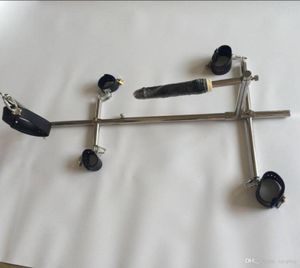 Unisex rostfritt stål bondage ram hund slavar bdsm enheter sätter handbojor bojor ankel manschetter nack krage dildo sex möbler2895130