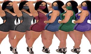 Womens Gym 2 Piece Hoodie Rompers With Face Mask V Neck Sleeveless Hollow Out Shorts Bodysuit Jumpsuits Nightclub Onesies Plus SIZ4105265