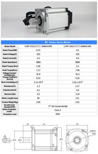 Codificador incremental de 17 bits LICHUAN AC220V 750W Servomotor 2,4nm 3000rpm ou 1kW Motor de servo AC 3.2nm 3000rpm com driver AC220V