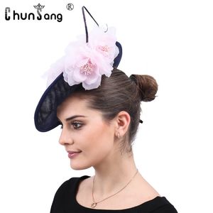 Nowe w vintage Feather Fascynators dla kobiet Ascinator Hats for Women Wedding and Church Luksusowe czapki na głowę herbaty