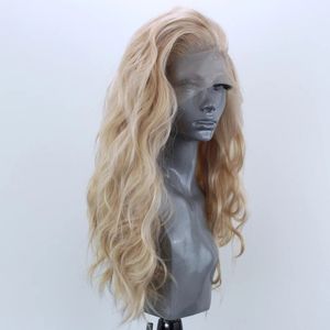 Fashion Curly Hand ditch 13 * 2.5 Chemical fiber front lace wig headgear natural hairline high temperature silk wig star wig stage wig props wig