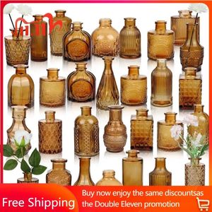 Vases Liengoron Bud Vase Set Of 30 In Bulk Amber Glass Pack For Centerpieces Small