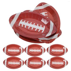 Disposable Dinnerware 20 Pcs Rugby Party Tableware Football Paper Plates Venue Setting Props Favors Decorations For Child Trays Serving