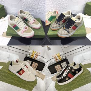 With Box Classic Brand Sports Casual Mens Designer Slider Womens Vintage Flower Old Low Top Canvas Green Leather Panel Shoes