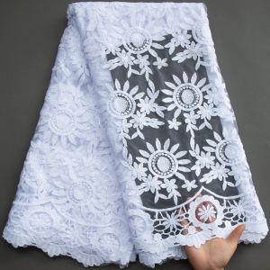 SJD LACE Pure White French Milk Silk Lace Fabric with Sequins 2023 Latest African Mesh Lace for Women Wedding Party Dresses Sew