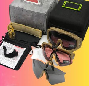 Xary-Shooting Fan Explosion-Profoid Goggles Tactical Goggles Solglasögon Polariserade skjutglas Combo Set 4 par Lens med Case Box6760001