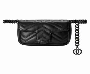 Dual Use Style Marmont Belt Bag Midjeväskor Kvinnor Axel Cross Body Bag Vquilted äkta Leather Fanny Pack2443093