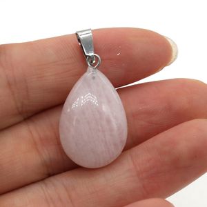 Natural Drop Shape Stone Pendant Crystal Rose Quartz Agate Yellow Jade Opal Malachite Charms for Jewelry Making DIY Accessories