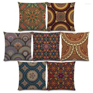 Yastık Boho Renkli Çiçekler Özet Etnik Çiçek Mandalas Desen Tasarım Patchwork Retro Kapak Kılıfı