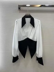 Women's Blouses Black And White Color Match Yan Layer Temperament Shirt