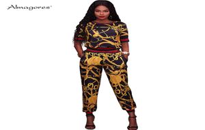 Almagores Summer Topspants Women 2 Piece Sets Gold Chain Printing Women Tracksuit Fashion Condunto Moleton Feminino outfits2951755