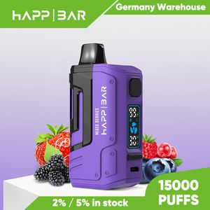 EU Warehouse Distributor Disposable Vape HAPP Bar 15000 Puffs E Cigarette Refillable Vaporizer