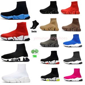 2024 Designer socks Casual shoes Platform men mens woman shiny knit speed trainer runner sneaker sock shoe master embossed womens Sneakers speeds P1