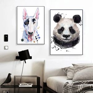 WaterColor Animals Tela Paintings Christmas Bull Poster Terrier Stampe Arti delle pareti per il soggiorno decorazioni da parete Cuadros