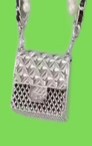 INS Internet Celebrity Same Style Lady Bags Diamond Hollow Metal Mini Decorative Waist Bag Pearl Chain Fashionable AllMatch Small4664569