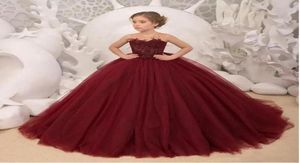 Burgundy Flower Girl Sukienki 2022 Pierwsze sukienki Komunii Świętej dla dziewcząt suknia balowa sukienka dla dzieci wieczorowa sukienka balowa BC18936225