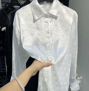 New Women's Shirts casual Luxury brand designer Blouses Shirts Printing Letter CC Ice silk satin shirtS