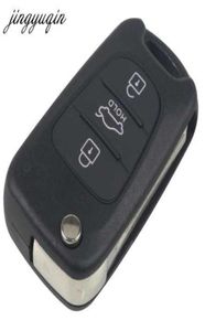 Jingyuqin Car Key Shell для Kia для Hyundai IX35 3 кнопки Flip Flip Fob Case с кнопкой удержания FOB2743976