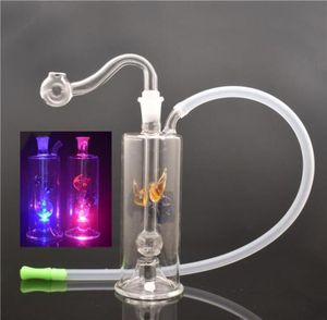 LED Light Glasölbrenner Bongs Tupfen Percolater Bubbler Wasserleitungen mit Glasölbrennerrohren und HOSE4996055