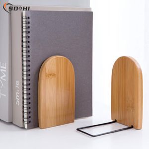 1pc Nature Bamboo Desktop Organizer Buchenden Buch Ends Stand Holder Regal Bookrack Office Home Accessoires