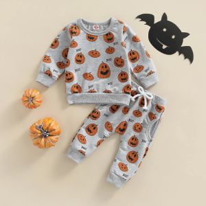 Pantaloni MA Baby 03Y Halloween bambino bambino bambini bambini per bambini abiti da ragazza set di abiti con stampa a maniche lunghe Trotette di pantaloni costumi D01