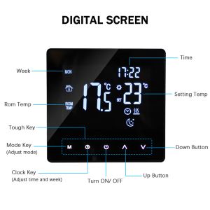 Wi -Fi Smart Thermostat ЖК -дисплей.