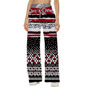 Women Bottoms Bohemia Print Sweatpants Wide Leg Pants Trousers High Waist Casual Female Streetwear 240402