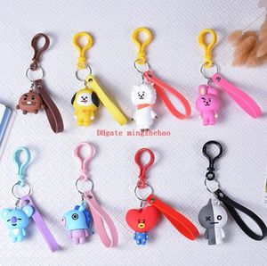 8pcsset kpop cartone animato coreano Key Key Holder Borse Accessori a sospensione ACRILICO cellulare Gioielli di gioielli per BTS Fan5415681