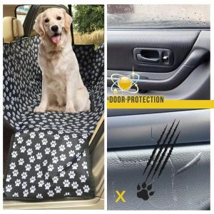 Dog Car Mat Blanket Waterproof Oxford Dog Cat Car Pad Seat Cover Mats Hammock Protector With Safety Belt Paw Pattern Travel