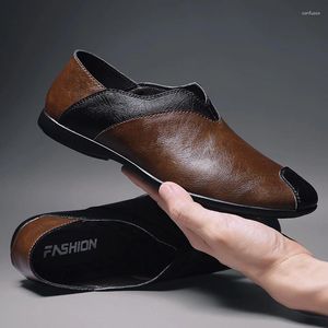 Casual Shoes Men Moccasins Fashion oryginalny skórzany poślizg na butach jazdy Włoski dla mężczyzny