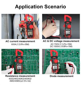 Birim dijital istiridye metre 600A AC Akım Ampermetre NCV 1000V Voltmetre True Rms Akıllı Pul 4000 Sayım Ohm Diyot Direnç Test Cihazı