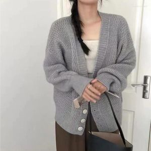 Women's Knits 2024 V Neck Button Oversized Cardigan Women Long Sleeve Batwing Sweater Open Front Soft Chunky Knitted Outwear Loose Coat