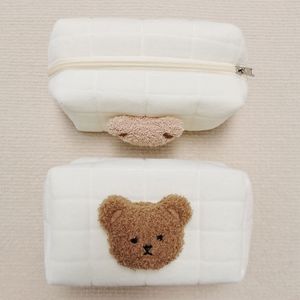 Cute Plush Bear Baby Diaper Bag Portable Reusable Sponge Newborn Nappy Storage Bag Travel Mommy Cosmetic Bag Baby Diaper Pouch