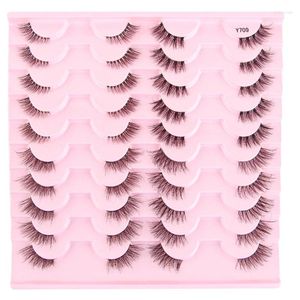 Falska ögonfransar faux cils 20 par sistiska fluffiga makeupverktyg naturliga långa 3d mink halv katt ögon fransar maquillage