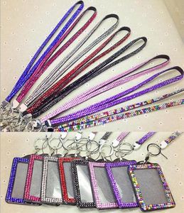 Rhinestone Bling Lanyard med vertikalt PU ID Badge -korthållare och Key Chain Fashion Phone Strap4735851