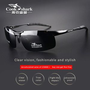 Готовить акулы алюминиевые солнцезащитные очки для солнцезащитных очков мужские солнцезащитные очки HD Поляризованные водители Цветные очки 240323