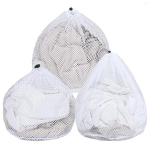 Laundry Bags 3pcs White Washing Machine With Drawstring Durable Home Use Baby Clothes Net Delicates Toy Storage Sweater Coarse Mesh