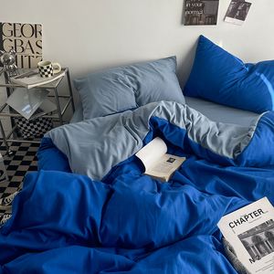 Solstice Home Textile Solid Color Dark Blue Bedding Set Boys Girl Child Adult Woman Flat Bed Sheet Duvet Cover Pillowcase Sheet