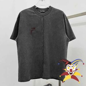 Men's T-Shirts Washed Patchwork THUG CLUB Embroidered T Shirt Men Women Tee Top Oversized T-Shirt J240409