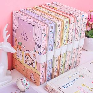 Anteckningsböcker Kawaii Notebook PU Cover Line/Dot 224 Sidor Dagbok Diy Planner Weekly Journal Sketchbook Hand Account School Supplies