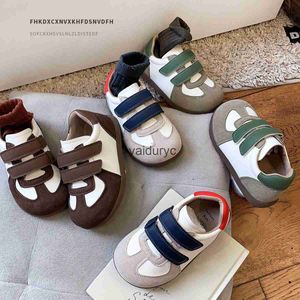Sneakers Double Velcro contrasting color childrens shoes sports spring and autumn girls moral training boys baby trendy H240411